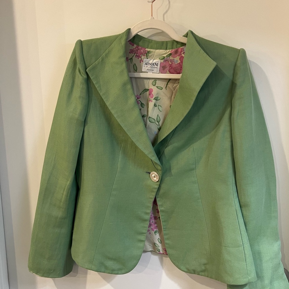 Vintage Armani Lime Green Fitted Blazer - Bold Elegance in Size 8